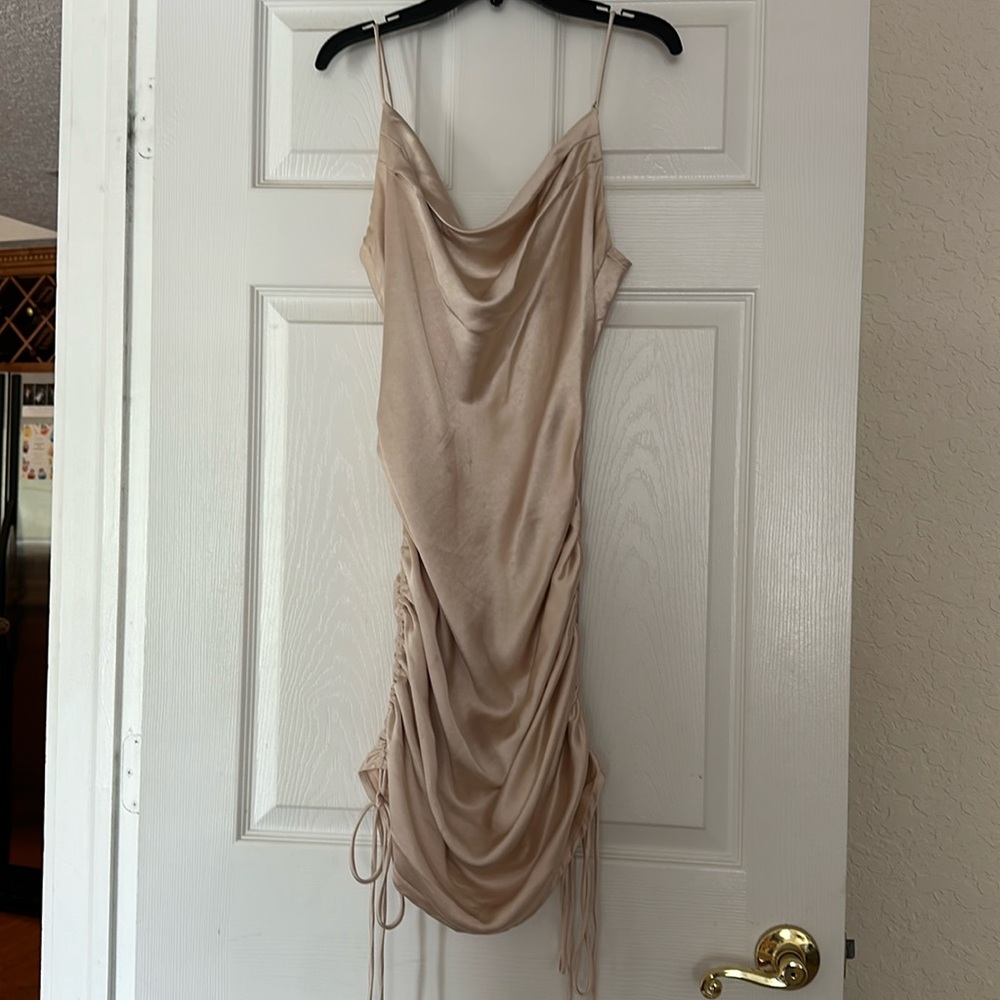 Silky cowl neck dress